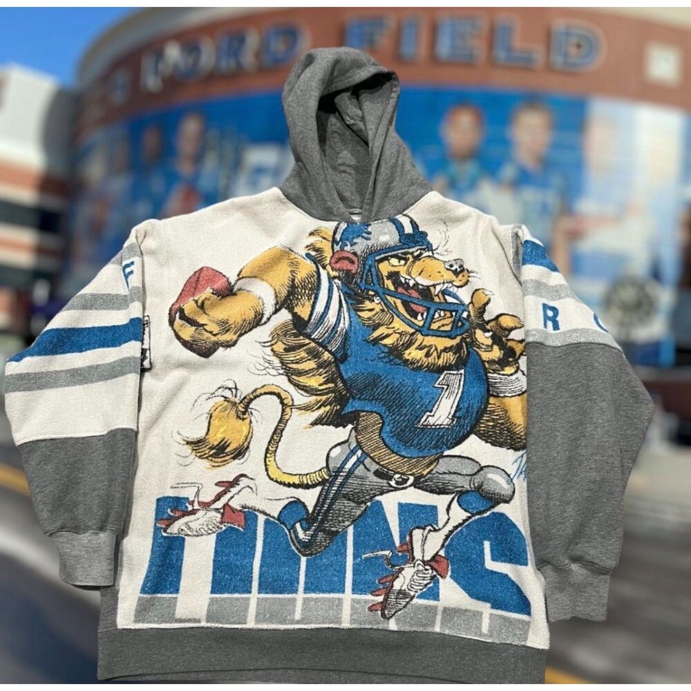 Vintage Custom Detroit Lions Jack Davis Towel Hoodie (1988)